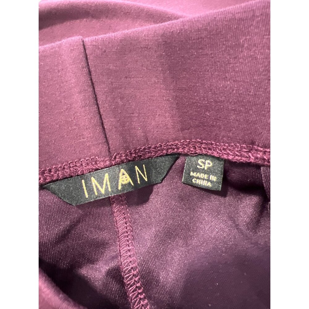 IMAN Global Chic Ponte Knit Bootcut Pant Size Small Petite Dark Sangria Burgundy - Picture 2 of 6